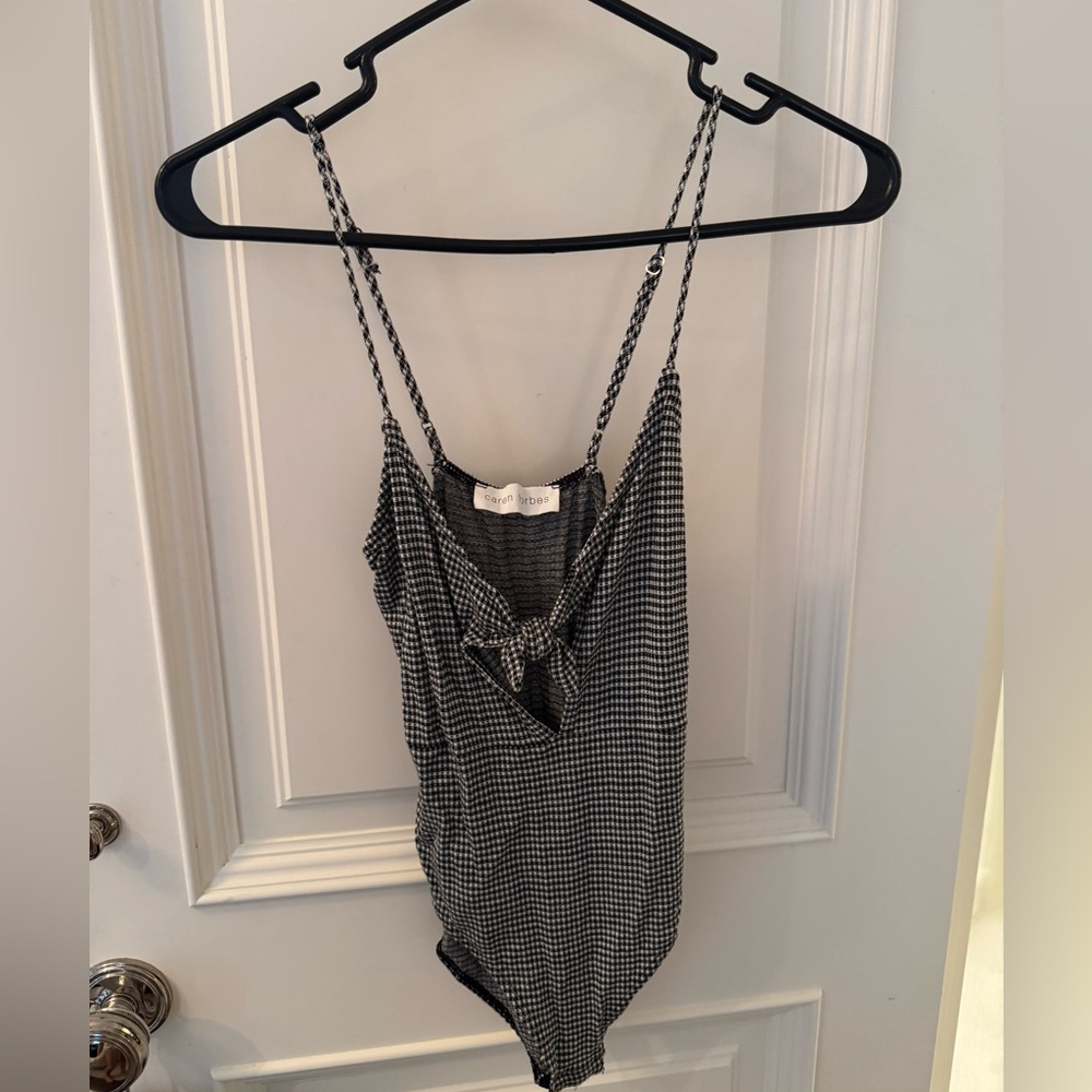 Caren Forbes checkered body suit